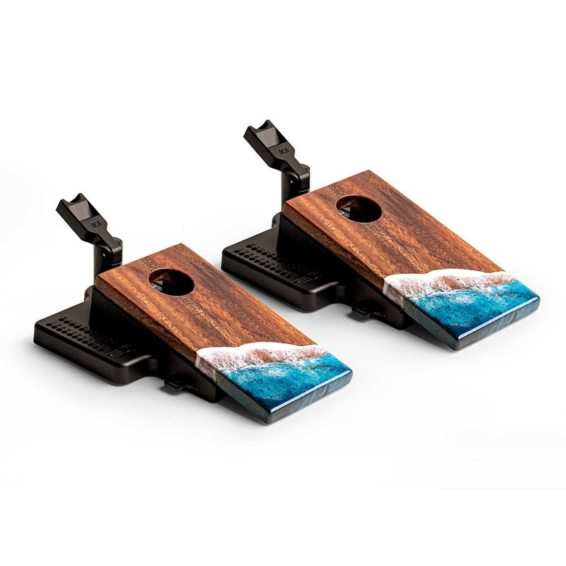 Load image into Gallery viewer, The Beach Epoxy Resin Double Chuck ART Mini Tabletop Cornhole Game
