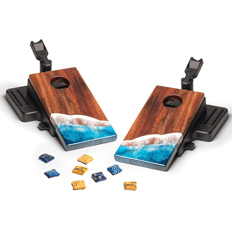 Load image into Gallery viewer, The Beach Epoxy Resin Double Chuck ART Mini Tabletop Cornhole Game
