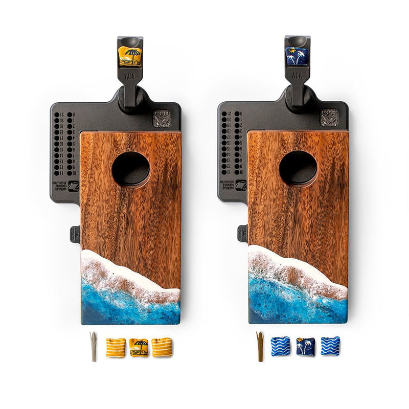 Load image into Gallery viewer, The Beach Epoxy Resin Double Chuck ART Mini Tabletop Cornhole Game
