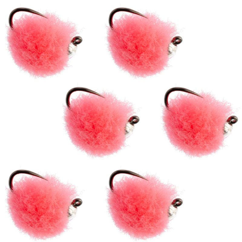 Load image into Gallery viewer, Tungsten Bead Tactical Euro Hot Pink Jig Egg Barbless Czech Nymph Fly - 6 Flies Size 16
