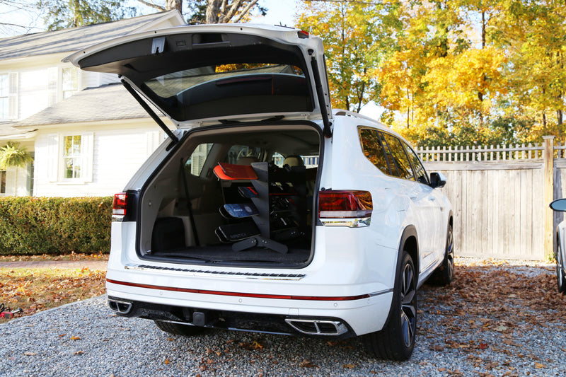 Load image into Gallery viewer, The TRAPSKI Tower with Security Strap | Internal Ski Mobile Rack | SUVs, Vans, Crossovers, Hatchbacks | Third Row SUVS
