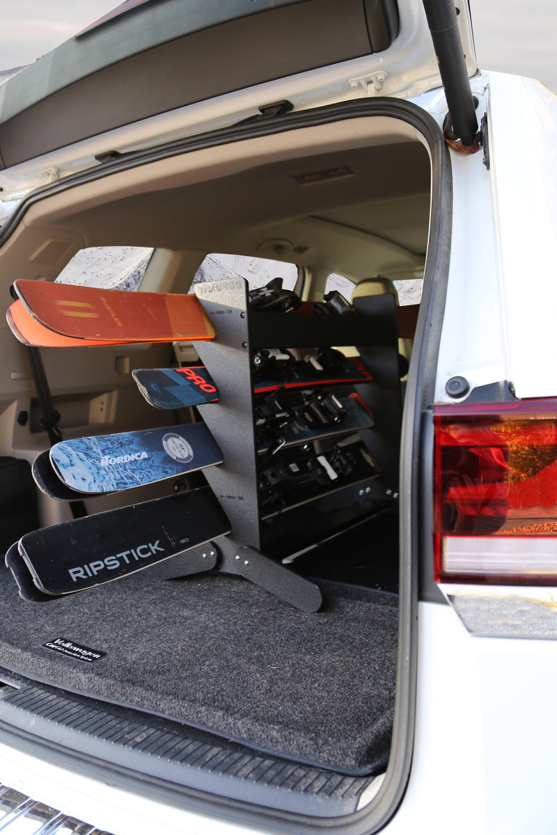 Load image into Gallery viewer, The TRAPSKI Tower with Security Strap | Internal Ski Mobile Rack | SUVs, Vans, Crossovers, Hatchbacks | Third Row SUVS

