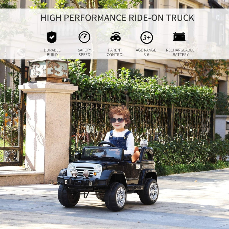 Load image into Gallery viewer, 12V Kids Ride-On Truck with Remote Control and MP3 Connectivity in Black
