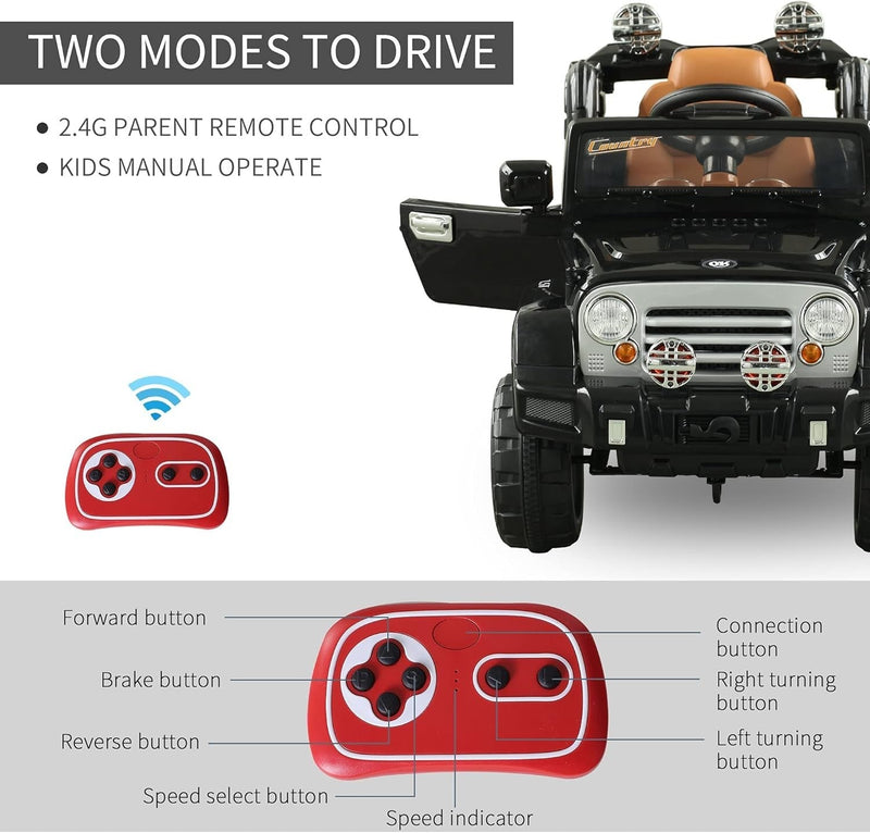 Load image into Gallery viewer, 12V Kids Ride-On Truck with Remote Control and MP3 Connectivity in Black
