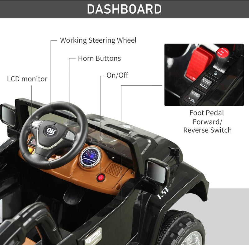 Load image into Gallery viewer, 12V Kids Ride-On Truck with Remote Control and MP3 Connectivity in Black
