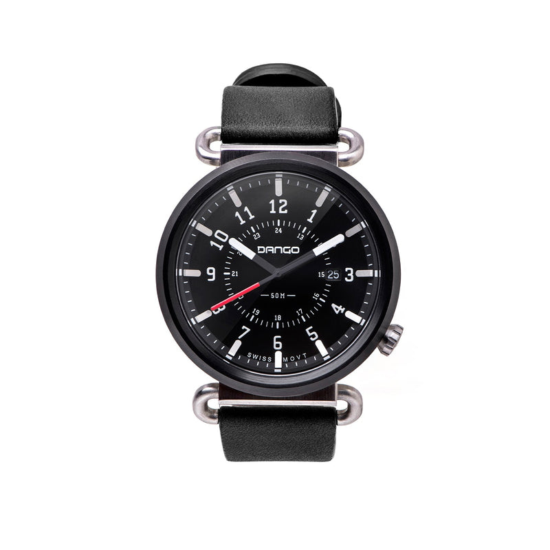 Load image into Gallery viewer, TK-01 - Trek Watch with Italian Leather Strap - Jet Black
