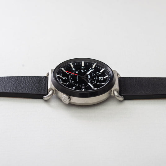 TK-01 - Trek Watch with Italian Leather Strap - Jet Black