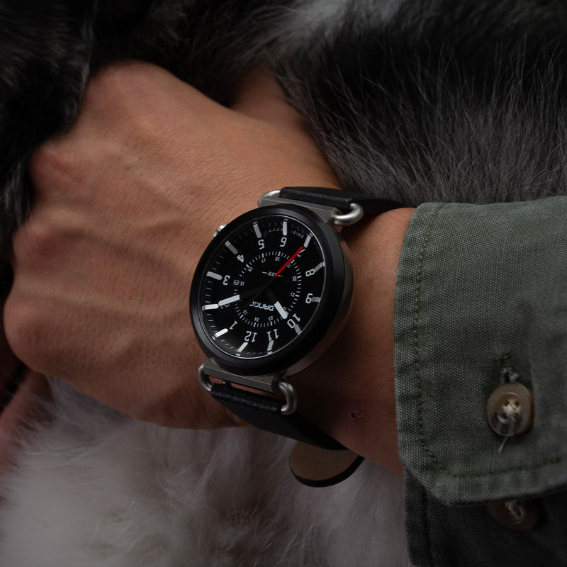 Load image into Gallery viewer, TK-01 - Trek Watch with Italian Leather Strap - Jet Black
