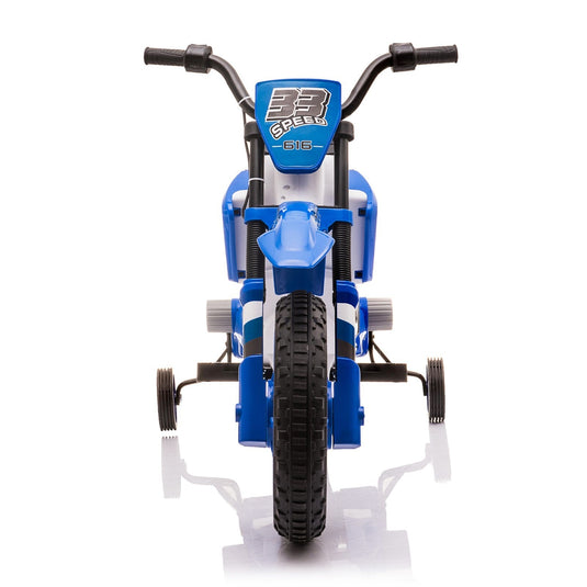 Electric 12V Blue Kids Ride-On Motorcycle with Training Wheels