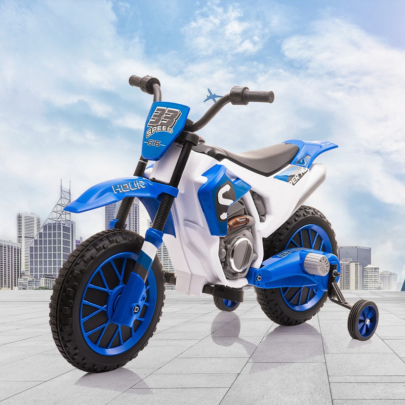Load image into Gallery viewer, Electric 12V Blue Kids Ride-On Motorcycle with Training Wheels
