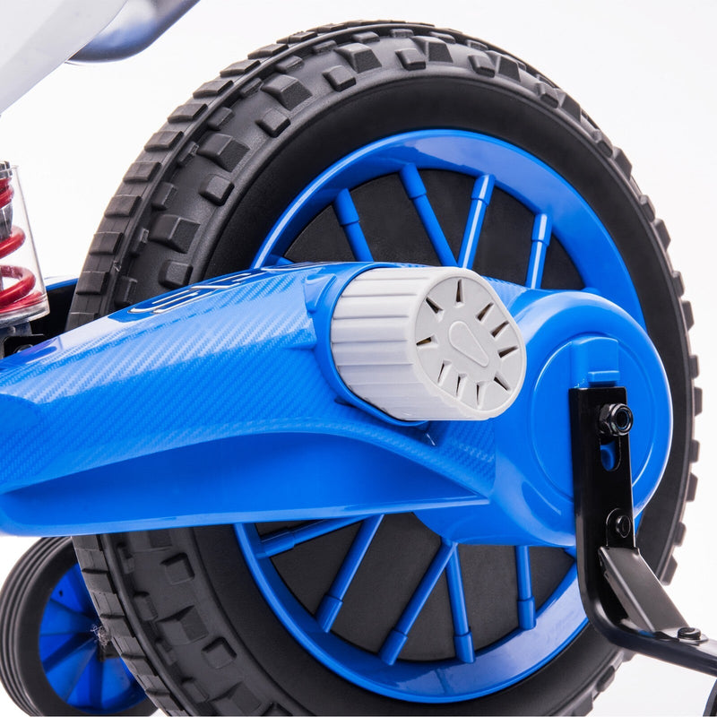 Load image into Gallery viewer, Electric 12V Blue Kids Ride-On Motorcycle with Training Wheels
