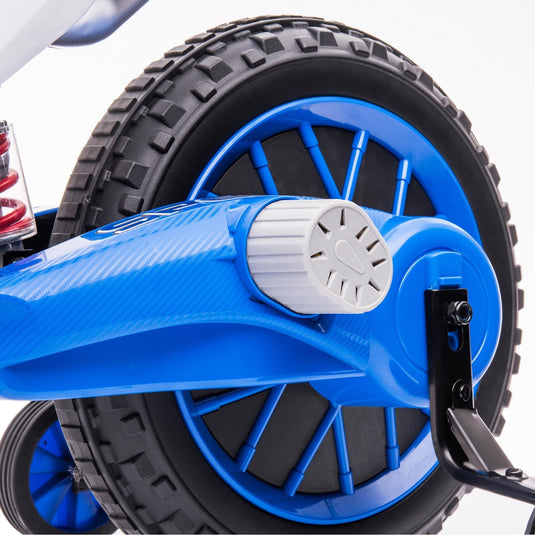 Electric 12V Blue Kids Ride-On Motorcycle with Training Wheels