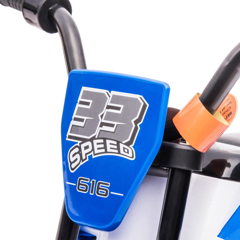 Load image into Gallery viewer, Electric 12V Blue Kids Ride-On Motorcycle with Training Wheels
