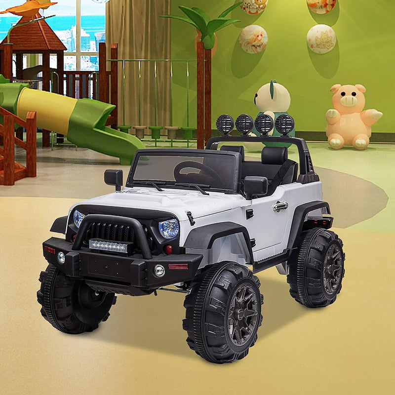 Load image into Gallery viewer, TOBBI 12V 2-Speed Battery Powered Jeep Wrangler Ride On Toy - White (Open Box)
