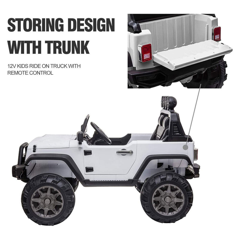 Load image into Gallery viewer, TOBBI 12V 2-Speed Battery Powered Jeep Wrangler Ride On Toy - White (Open Box)
