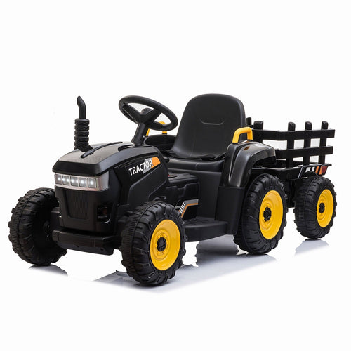 12V Battery-Powered Ride-On Tractor Toy with Trailer and 35W Dual Motor