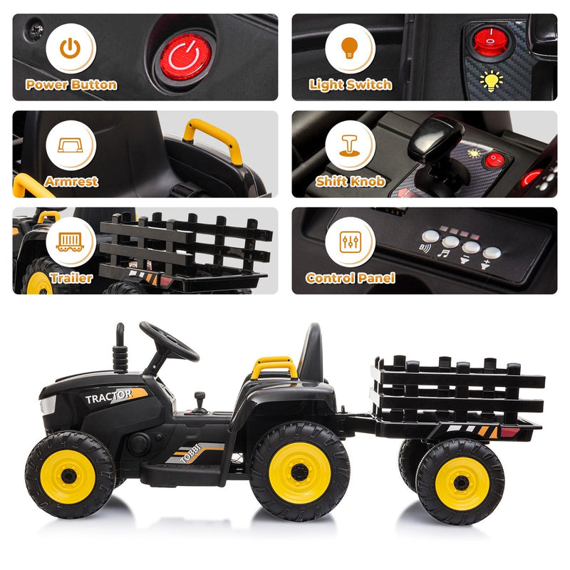 Load image into Gallery viewer, 12V Battery-Powered Ride-On Tractor Toy with Trailer and 35W Dual Motor
