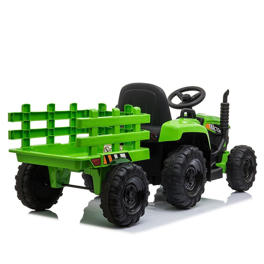 TOBBI 12V Battery-Powered Toy Tractor with Trailer for Kids - Electric Ride-On Vehicle