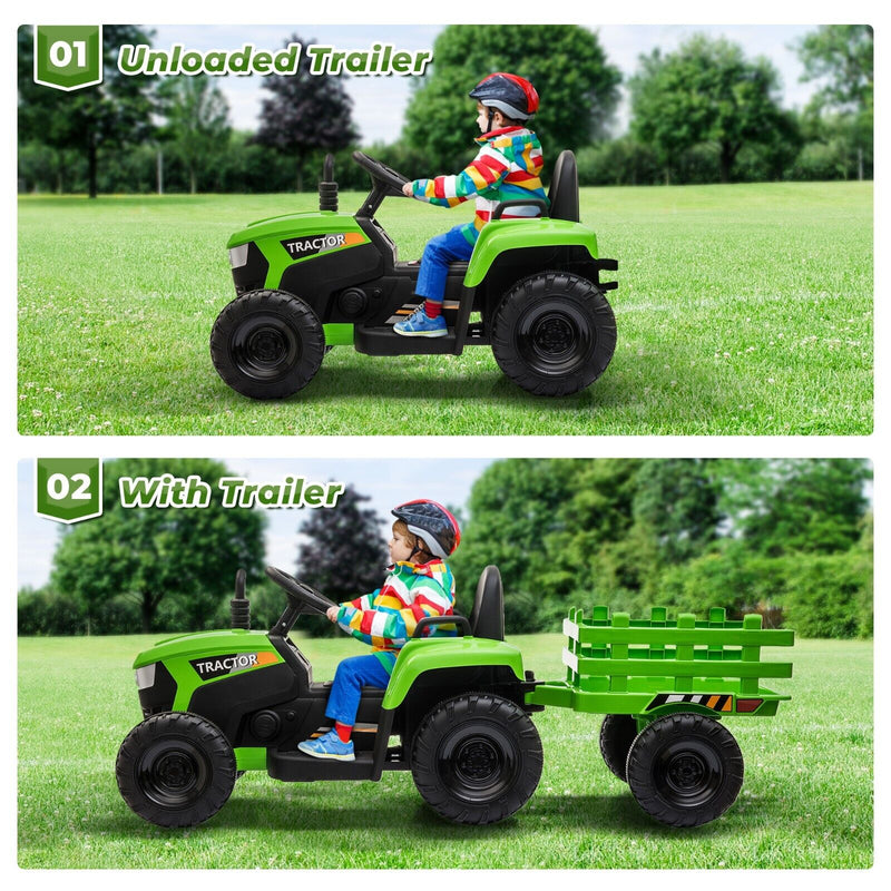 Load image into Gallery viewer, TOBBI 12V Battery-Powered Toy Tractor with Trailer for Kids - Electric Ride-On Vehicle
