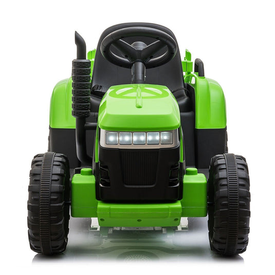 TOBBI 12V Battery-Powered Toy Tractor with Trailer for Kids' Electric Ride-On Fun