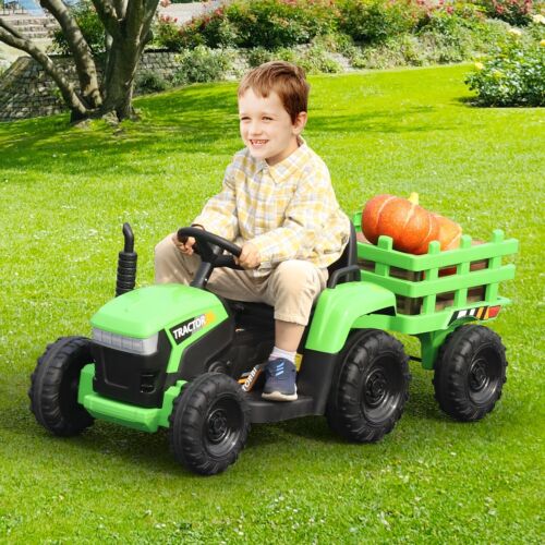 Load image into Gallery viewer, TOBBI 12V Battery-Powered Toy Tractor with Trailer for Kids - Electric Ride-On Vehicle

