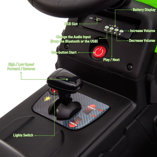 TOBBI 12V Battery-Powered Tractor Ride-On with Trailer for Kids - Electric Vehicle Fun!