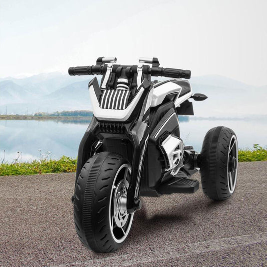 TOBBI 12V Electric 3-Wheeled Ride On Motorcycle for Kids 3 and Up - Black
