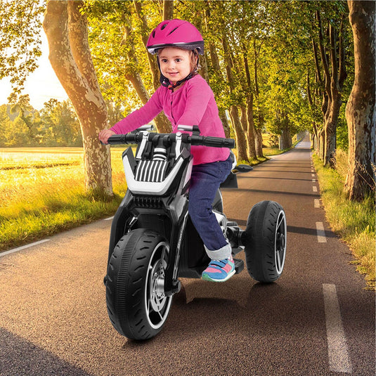 TOBBI 12V Electric 3-Wheeled Ride On Motorcycle for Kids 3 and Up - Black