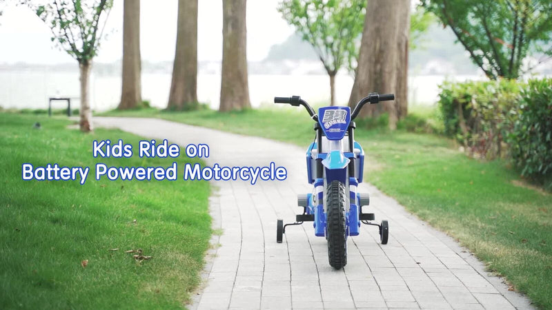 Load image into Gallery viewer, TOBBI 12V Electric Dirt Bike for Kids with Training Wheels - Realistic Motorbike Experience
