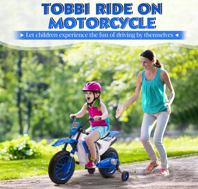 Load image into Gallery viewer, TOBBI 12V Electric Dirt Bike for Kids with Training Wheels - Realistic Motorbike Experience
