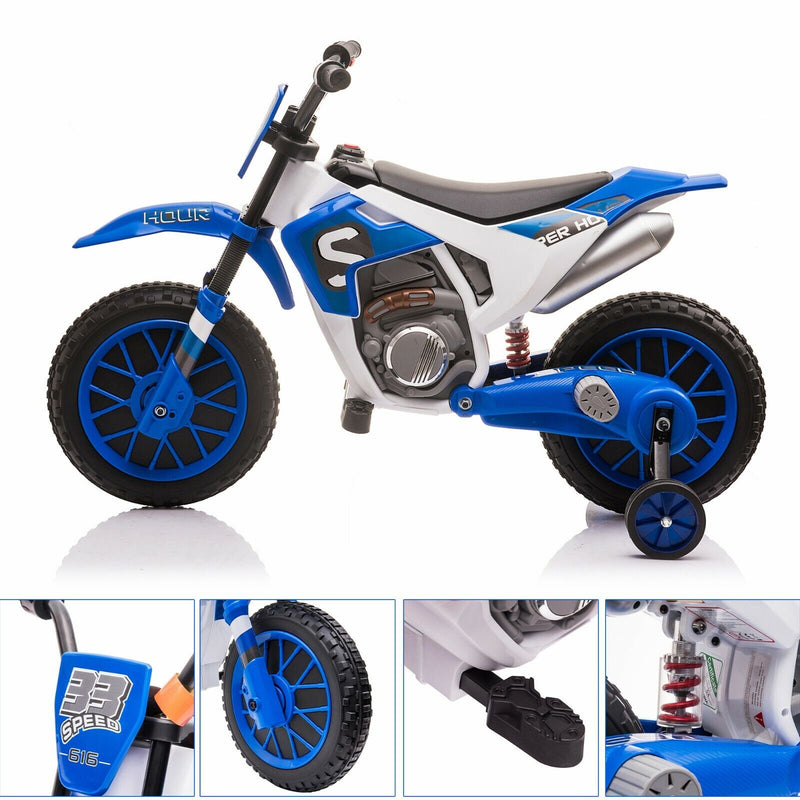 Load image into Gallery viewer, TOBBI 12V Electric Dirt Bike for Kids with Training Wheels - Realistic Motorbike Experience
