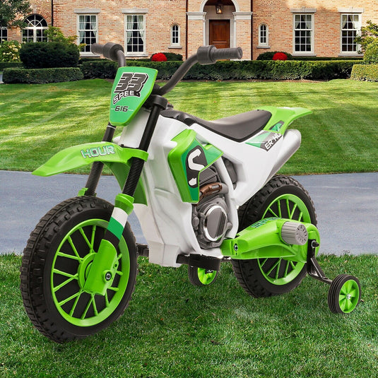 TOBBI 12V Electric Dirt Bike for Kids with Training Wheels - Realistic Motorbike Experience