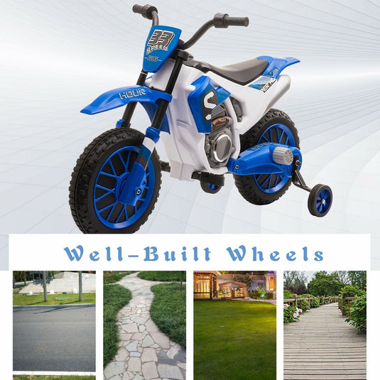 Electric Dirt Bike for Kids with Training Wheels - 12V Off-Road Ride-On Toy