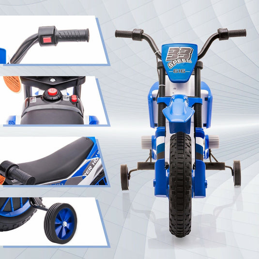 Electric Dirt Bike for Kids with Training Wheels - 12V Off-Road Ride-On Toy