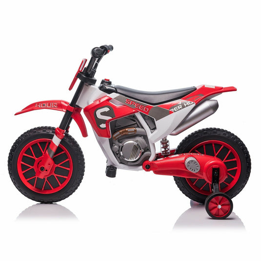 Electric Dirt Bike for Kids with Training Wheels - 12V Off-Road Ride-On Toy