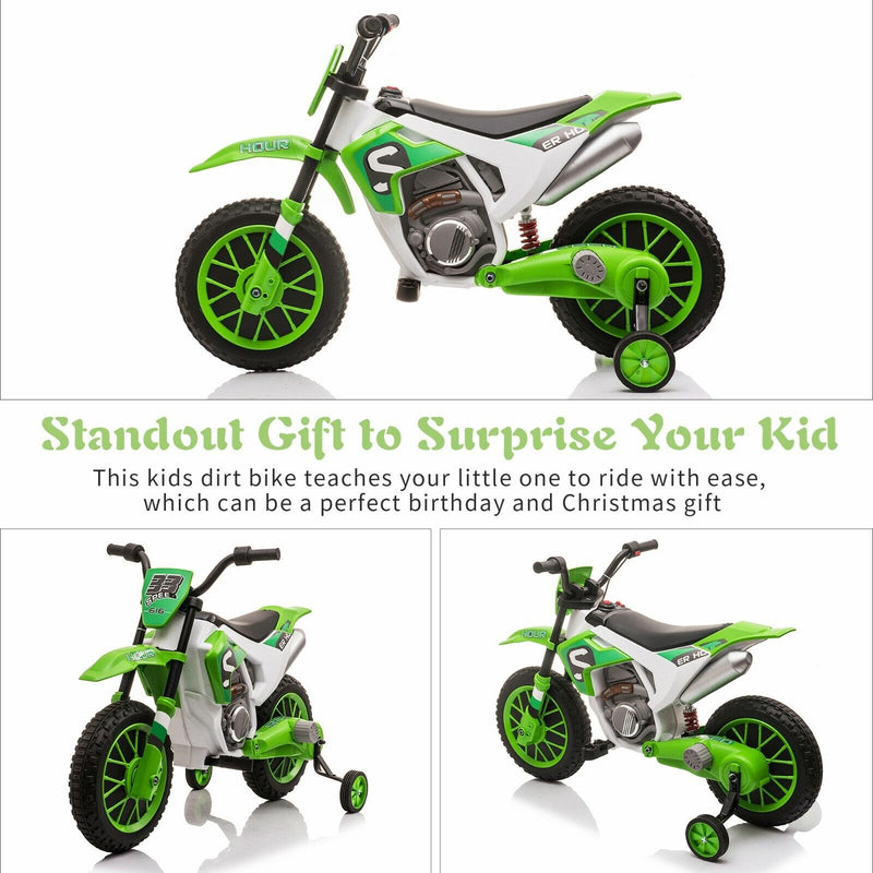Load image into Gallery viewer, Electric Dirt Bike for Kids with Training Wheels - 12V Off-Road Ride-On Toy
