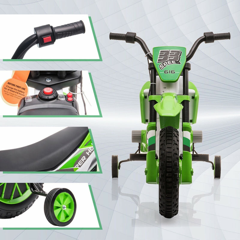 Load image into Gallery viewer, Electric Dirt Bike for Kids with Training Wheels - 12V Off-Road Ride-On Toy
