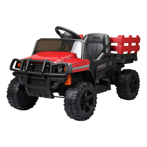 TOBBI 12V Electric Farm Truck Ride On with Trailer - Red