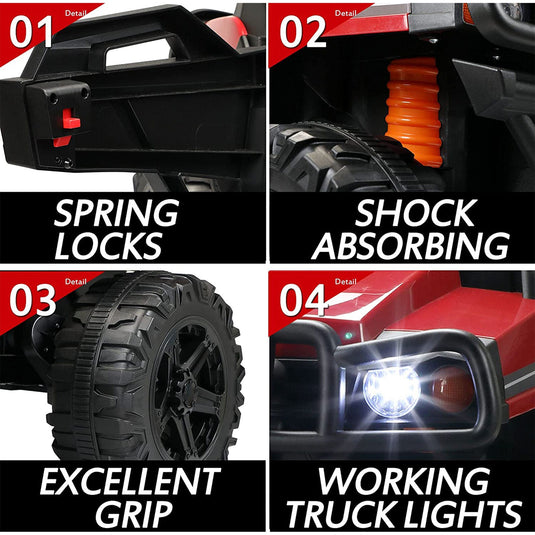 TOBBI 12V Electric Farm Truck Ride On with Trailer - Red