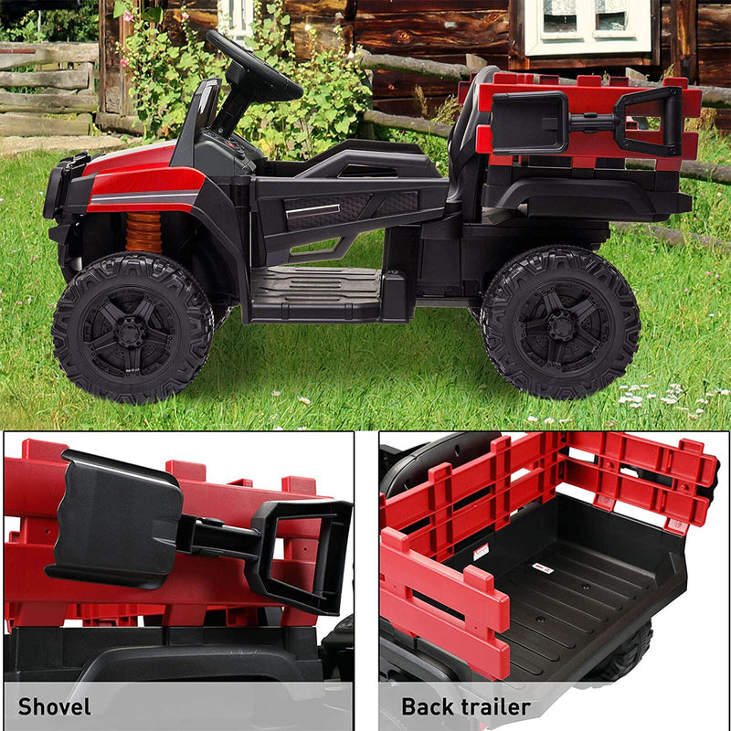 Load image into Gallery viewer, TOBBI 12V Electric Farm Truck Ride On with Trailer - Red
