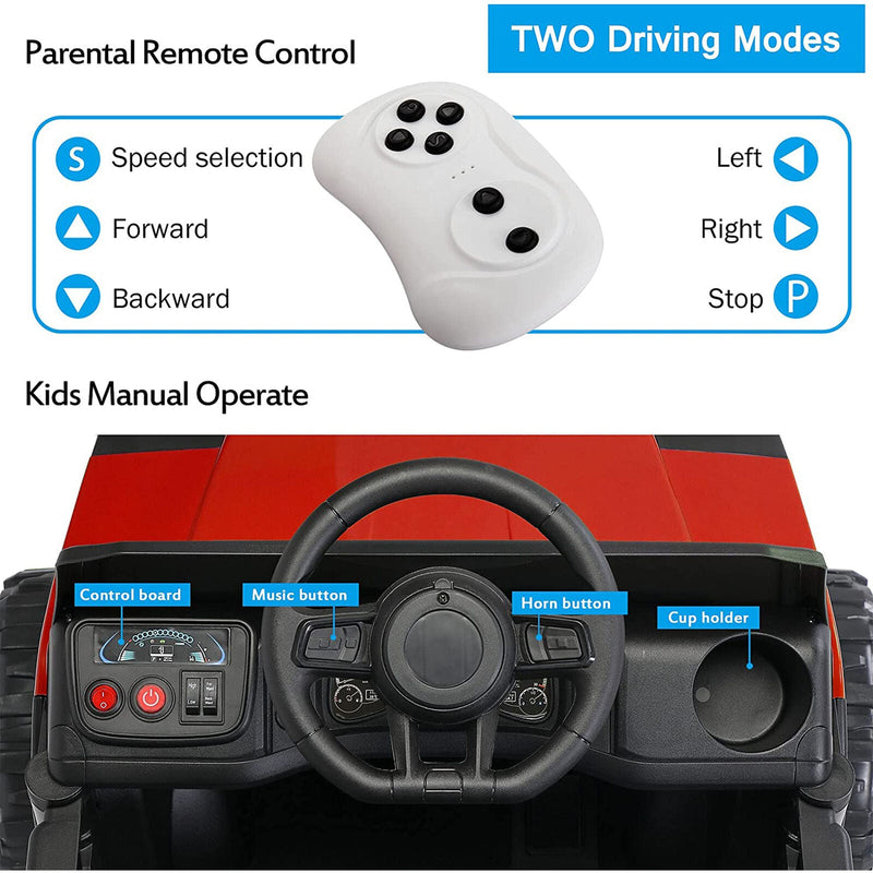 Load image into Gallery viewer, TOBBI 12V Electric Farm Truck Ride On with Trailer - Red
