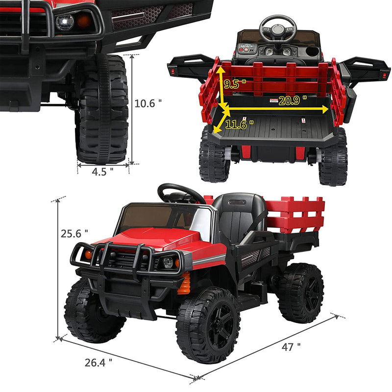 Load image into Gallery viewer, TOBBI 12V Electric Farm Truck Ride On with Trailer - Red
