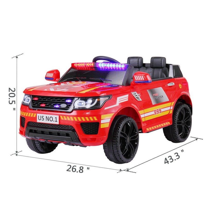 Load image into Gallery viewer, TOBBI 12V Electric Fire Truck Kids Ride-On Police Car with Megaphone, Remote Control, and Lights
