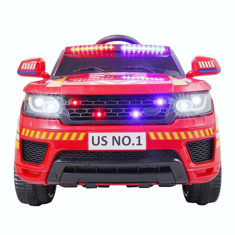 Load image into Gallery viewer, TOBBI 12V Electric Fire Truck Kids Ride-On Police Car with Megaphone, Remote Control, and Lights
