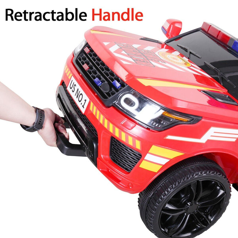 Load image into Gallery viewer, TOBBI 12V Electric Fire Truck Kids Ride-On Police Car with Megaphone, Remote Control, and Lights
