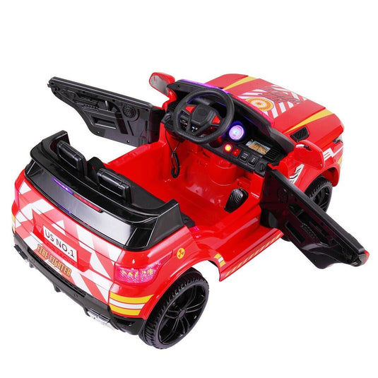 TOBBI 12V Electric Fire Truck Ride On Car for Kids with Remote Control and Real Megaphone