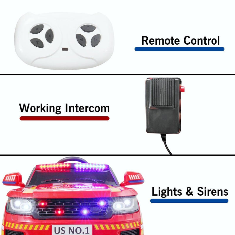 Load image into Gallery viewer, TOBBI 12V Electric Kids Police Car Fire Truck with Megaphone, Remote Control, and Lights
