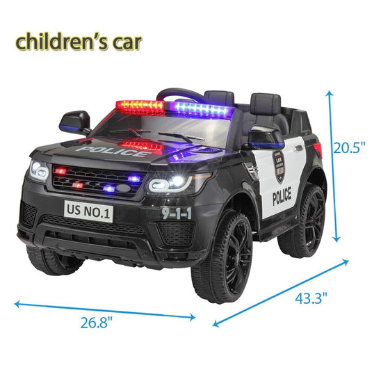 TOBBI 12V Electric Kids Police Car with Remote Control and Real Megaphone