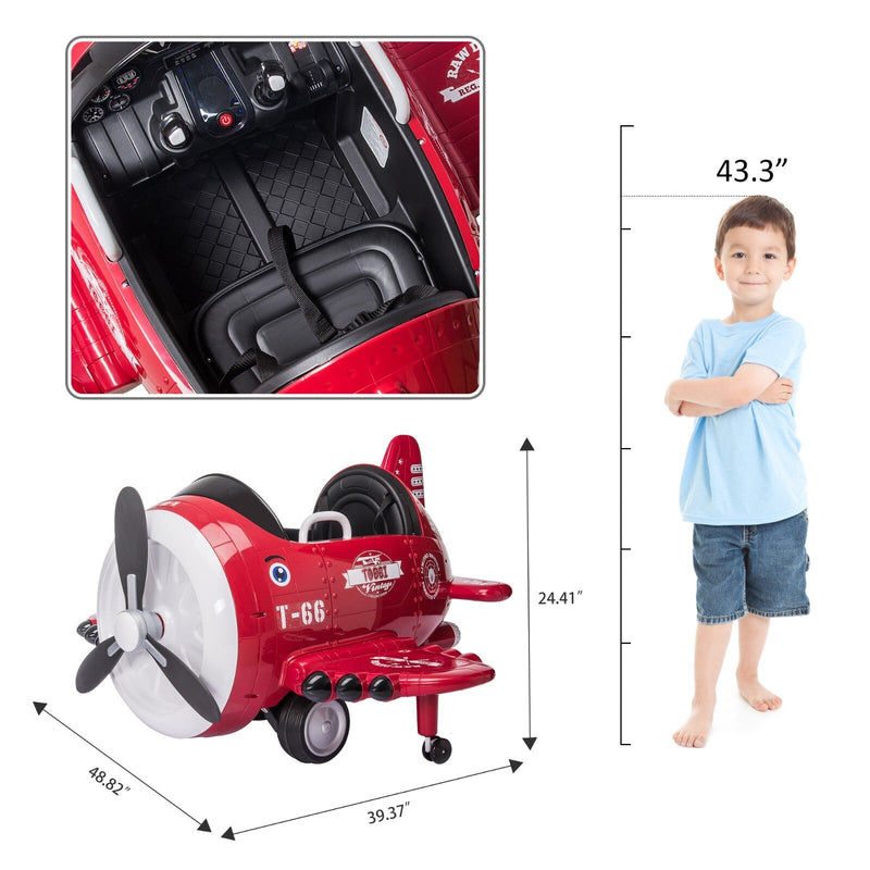 Load image into Gallery viewer, 12V Electric Kids Ride-On Airplane Car with Joystick Control for Ages 3-6
