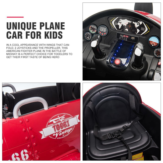12V Electric Kids Ride-On Airplane Car with Joystick Control for Ages 3-6